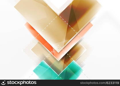 Arrow background. web brochure, internet flyer, wallpaper or cover poster design. Geometric style, colorful realistic glossy arrow shapes with copyspace. Directional idea banner