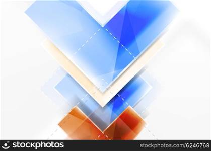 Arrow background. web brochure, internet flyer, wallpaper or cover poster design. Geometric style, colorful realistic glossy arrow shapes with copyspace. Directional idea banner