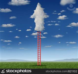 Arrow cloud ladder creative concept as a business success idea with 3D illustration elements.