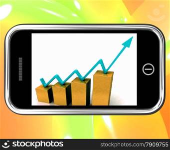 . Arrow On Chart On Smartphone Shows Increase And Improvement