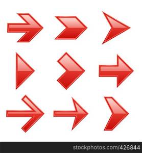 Arrows set. Arrow icons down direction up pointer sign next right left cursor black web interface navigation flat, vector red pictogram collection. Arrows set. Arrow icons down direction up pointer sign next right left cursor black web interface navigation flat, vector collection