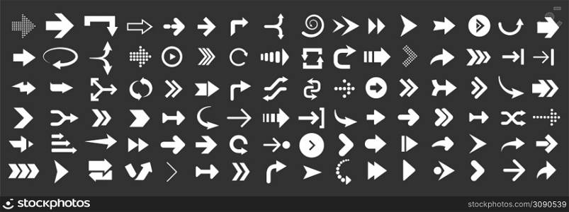 Arrows web collection. Modern graphic direction signs computer screen curves arrows vector set. Arrows web collection. Modern graphic direction signs computer screen curves arrows
