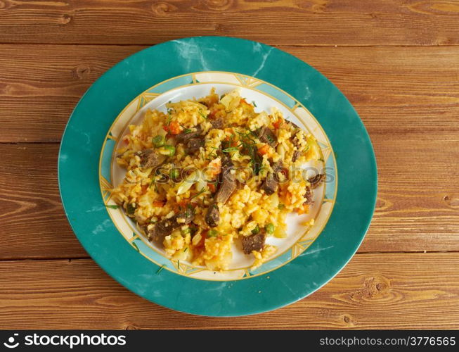 arroz chino colombiana - Fried Rice with Vegetables and Meat.southern food