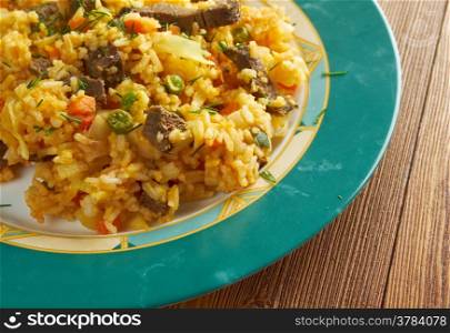 arroz chino colombiana - Fried Rice with Vegetables and Meat.southern food