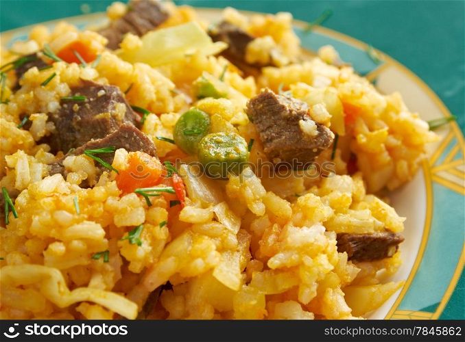arroz chino colombiana - Fried Rice with Vegetables and Meat.southern food