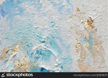 Art Abstract acrylic color and gold patal smear blot painting. Horizontal texture canvas background.