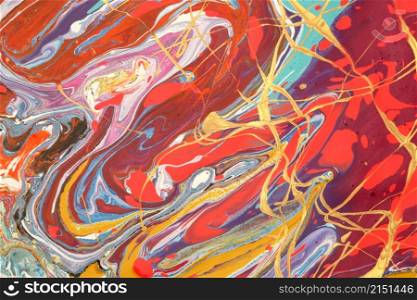 Art Abstract flow acrylic and watercolor marble blot painting. Color wave modern; pop-art horizontal texture background.