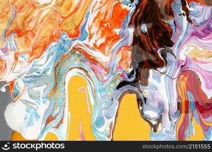 Art Abstract flow acrylic and watercolor marble blot painting. Color wave modern; pop-art horizontal texture background.