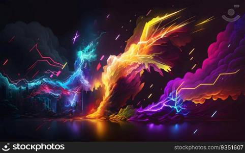art background abstract neon colors contrast creative dyn one  created with generative AI