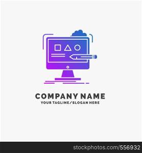 Art, computer, design, digital, studio Purple Business Logo Template. Place for Tagline.. Vector EPS10 Abstract Template background