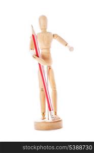Art concept, wooden figure for modeling poses of human and pencil
