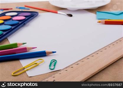 Art & Craft equipment on a wooden table