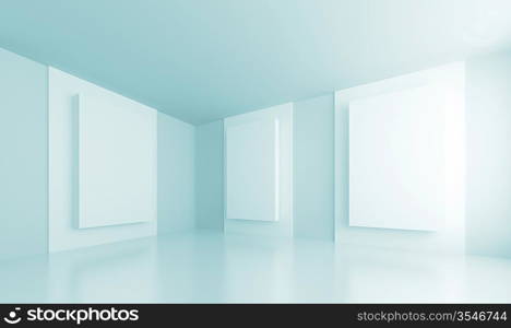 Art Exhibition or 3d Blue Gallerry Background