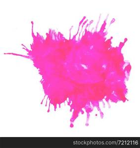 Art hand brush splashing purple color on white background.
