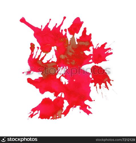 Art hand brush splashing red color on white background.