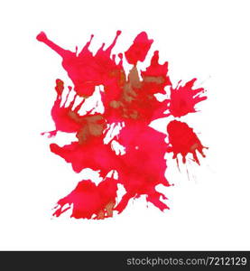 Art hand brush splashing red color on white background.