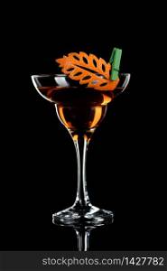 Art in orange- fruits carving. How to make to citrus garnish design for a drink. Cocktail Rob Roy. Whiskey-based drinks.