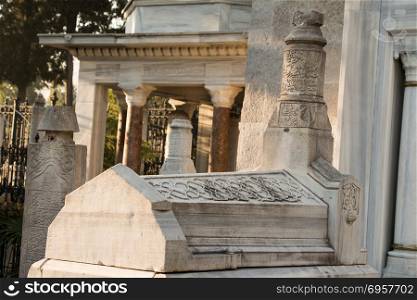 Art in stone of Ottoman tomb in cemetery. Art in stone of Ottomantime tomb in cemetery
