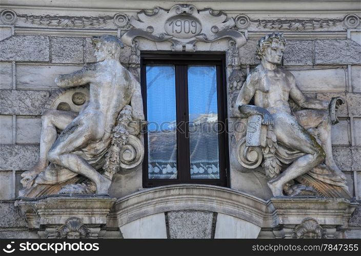 Art Nouveau styled building exterior in Rome