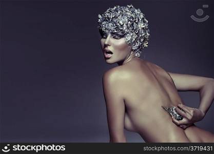 Art photography of silver-haired lady