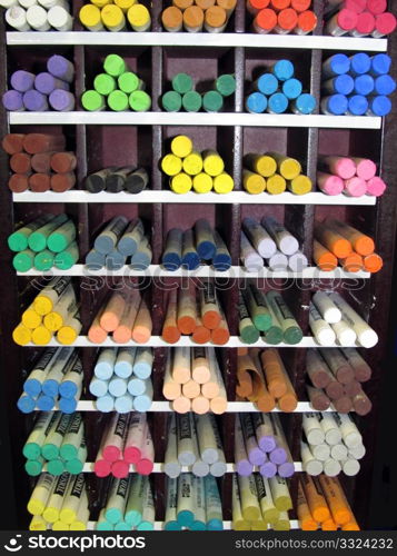 Art Studio - supplies shop - Pastel Crayon Display Shelf