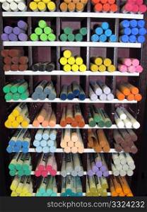 Art Studio - supplies shop - Pastel Crayon Display Shelf