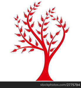 Art tree silhouette isolated on white background