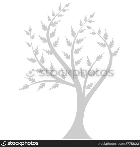 Art tree silhouette isolated on white background