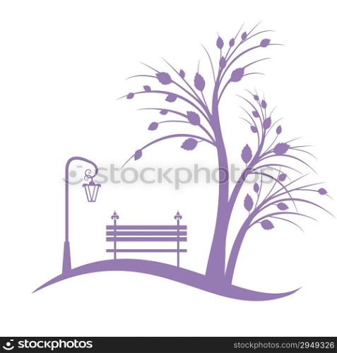 art tree silhouette isolated on white background