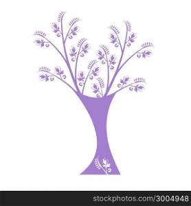 Art tree silhouette isolated on white background