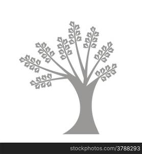 Art tree silhouette isolated on white background