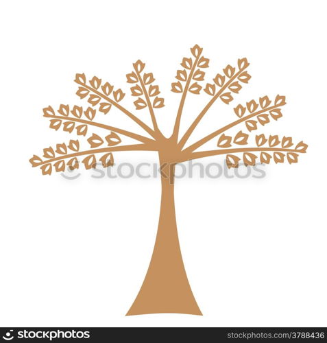 Art tree silhouette isolated on white background