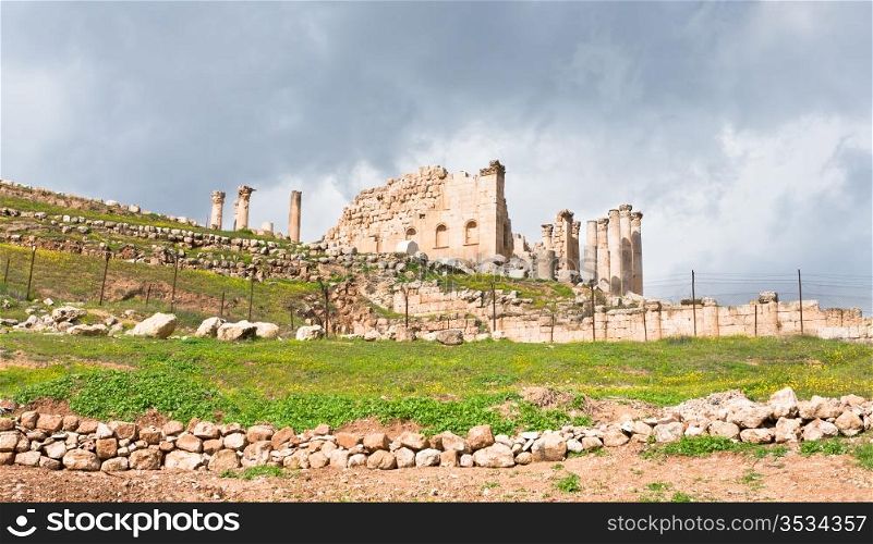 Artemis temple in ancient town Jerash in Jordan