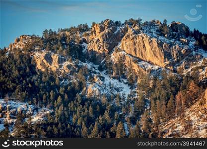 Arthur&rsquo;s Rock in Lory State Park, a popular hiking destination in Fort Collins and northern Colorado, winter scenery