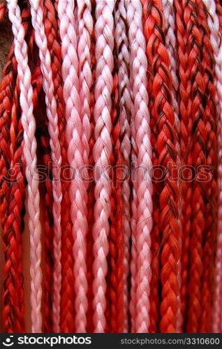 artificial colorful braided hair red and pink color