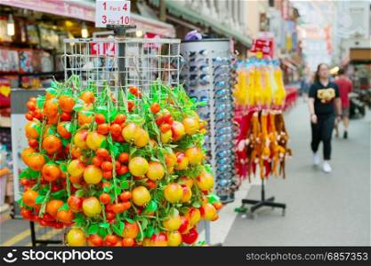 Artificial fruits for sale at Chinatown tourist market, Singapore
