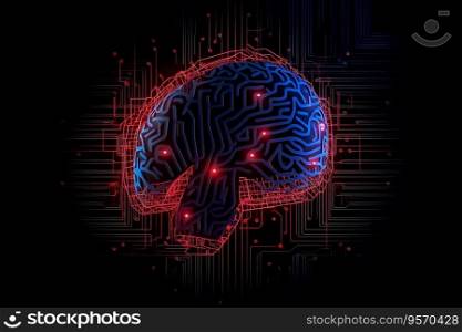 Artificial intelligence AI brain data mining deep learning modern computer technologies AI generated