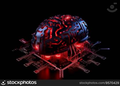 Artificial intelligence AI brain data mining deep learning modern computer technologies AI generated