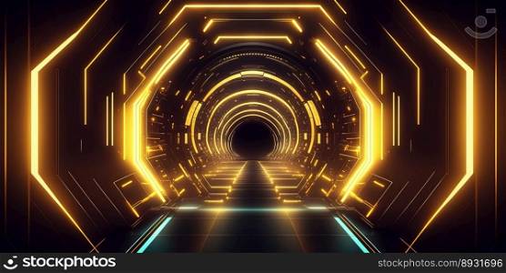 Artificial Intelligence Background with Tunnel Neon Glow