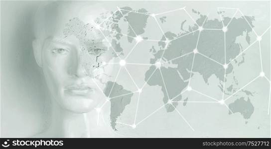 Artificial intelligence concept - globalization, Internet, network