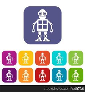 Artificial intelligence concept icons set vector illustration in flat style In colors red, blue, green and other. Artificial intelligence concept icons set flat