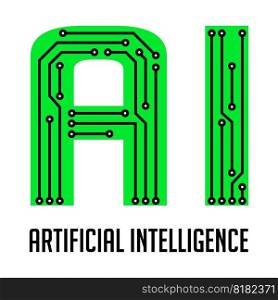 artificial intelligence - concept logo - AI letters as a computer integrated circuit