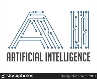 artificial intelligence - concept logo - AI letters as a computer integrated circuit