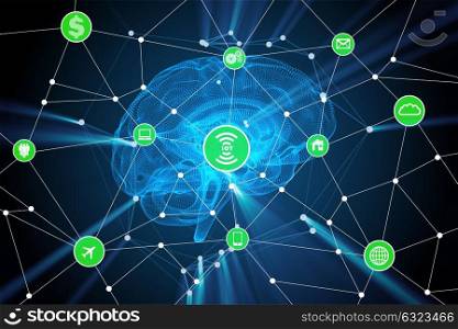 Artificial intelligence concept with brain