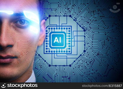 Artificial intelligence concept with businessman