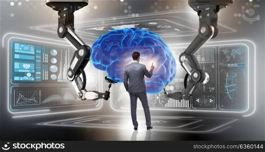 Artificial intelligence concept with businessman
