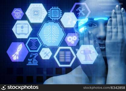 Artificial intelligence concept with woman