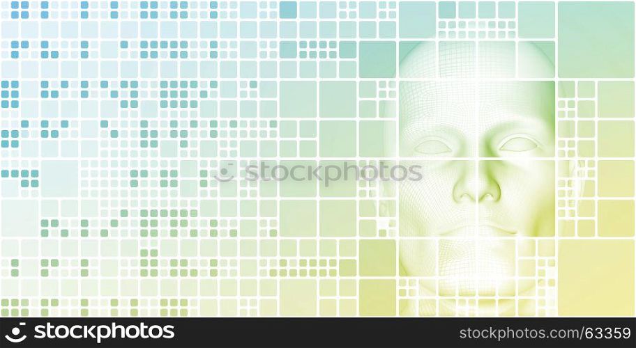 Artificial Intelligence Head on a Digital Background Art. Artificial Intelligence Head