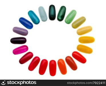 Artificial nails, also known as fake nails, false nails, fashion nails, nail enhancements, or nail extensions, are coverings placed over fingernails as fashion accessories. Isolate on white.