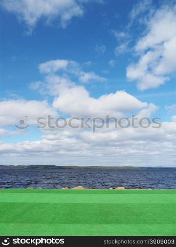 artificial turf on the lake